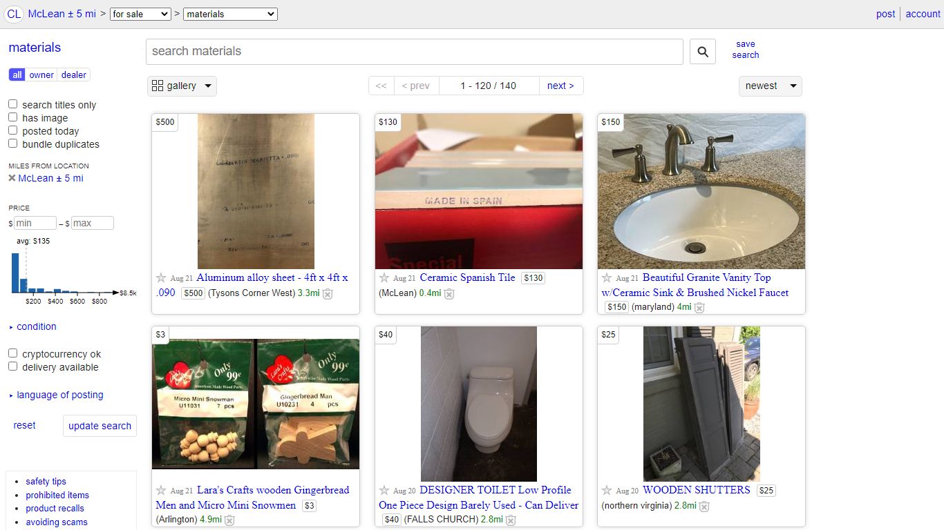 Materials near McLean, VA - craigslist